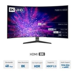 Cable HDMI 2.1, 8K -60Hz, 4K 120Hz Gris - 2mts, Cable Matters