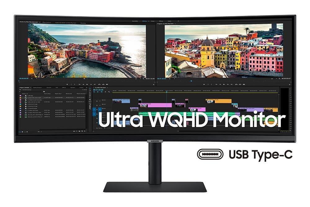 Monitor Samsung Ultrawide Curvo 1000R 34", LS34A650UXLXZS, Ultra WQHD, VA, HDMI, DisplayPort, USB-C (PC/Mac), 100Hz, Freesync, S34A650U - Lapshop Chile