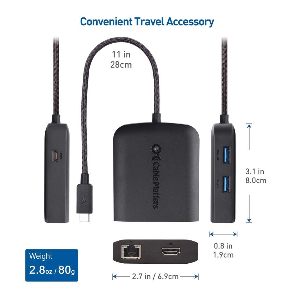 Docking, Multi adaptador USB-C a 8K HDMI 2.1, 2x USB 3.0, Gigabit Ethernet y Power Delivery 100W, Cable Matters - Lapshop Chile