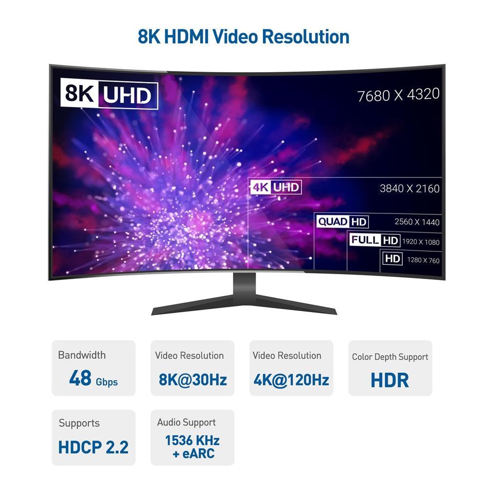 Docking, Multi adaptador USB-C a 8K HDMI 2.1, 2x USB 3.0, Gigabit Ethernet y Power Delivery 100W, Cable Matters - Lapshop Chile
